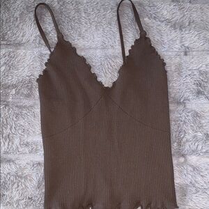 Free People Brown Ribbed Camisole
